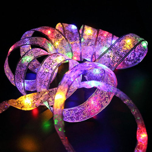 40 Leds Ribbon Led String Lace Christmas tree Patry trendy Cloth Decor 4M 3 Colors for Party Gift Bow Box Fairy night light