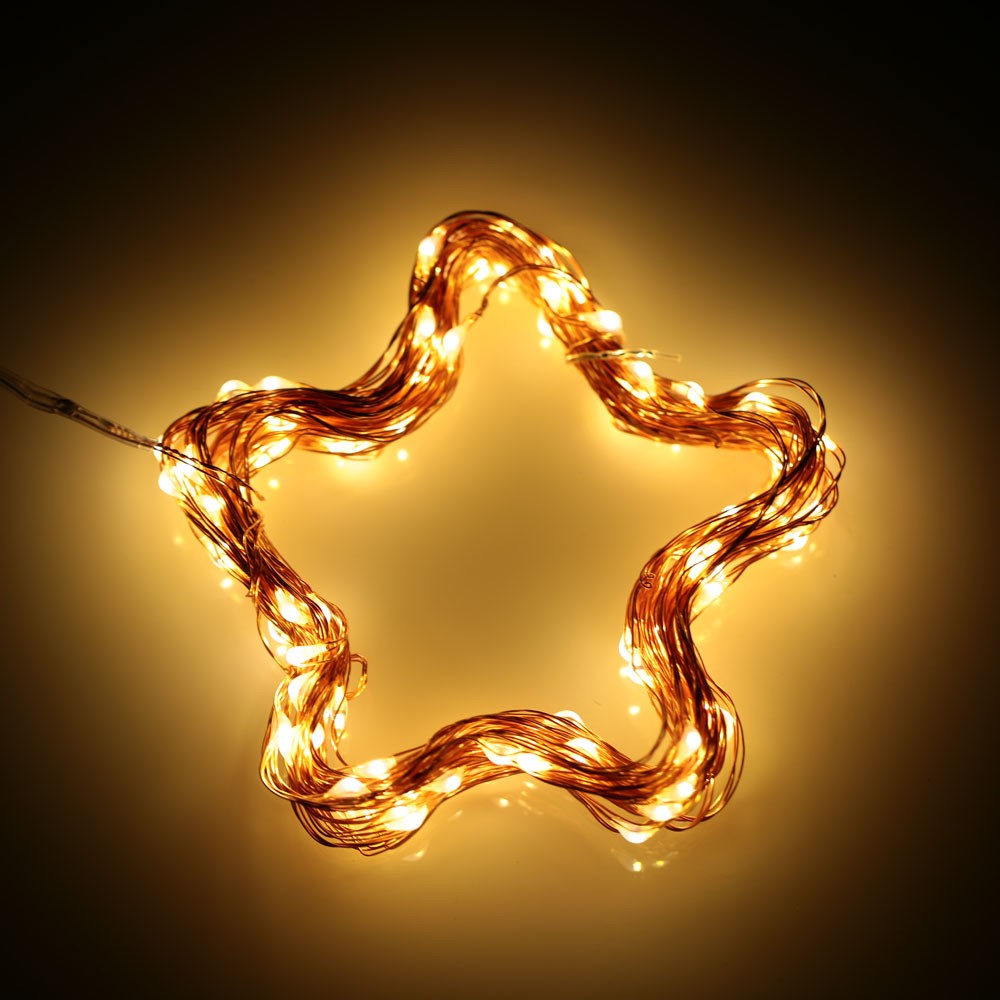 10M 100 LEDs USB Copper Wire Light Starry String Lamp Water-resistant for Decoration Festival Party Wedding Home Christmas Warm White DC 5V 1.3W